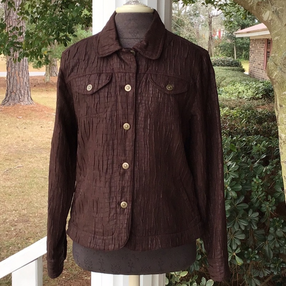 Ruby Rd. Brown Jacket, Button Front, Size 16 - image 1